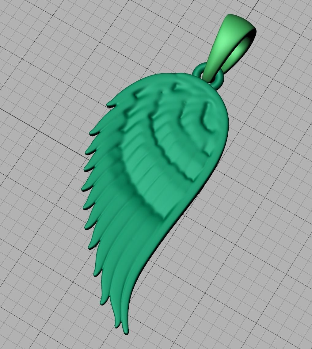Angel Wing Printable Necklace Pendant 3dmodel 23mm Height 3D print model_16
