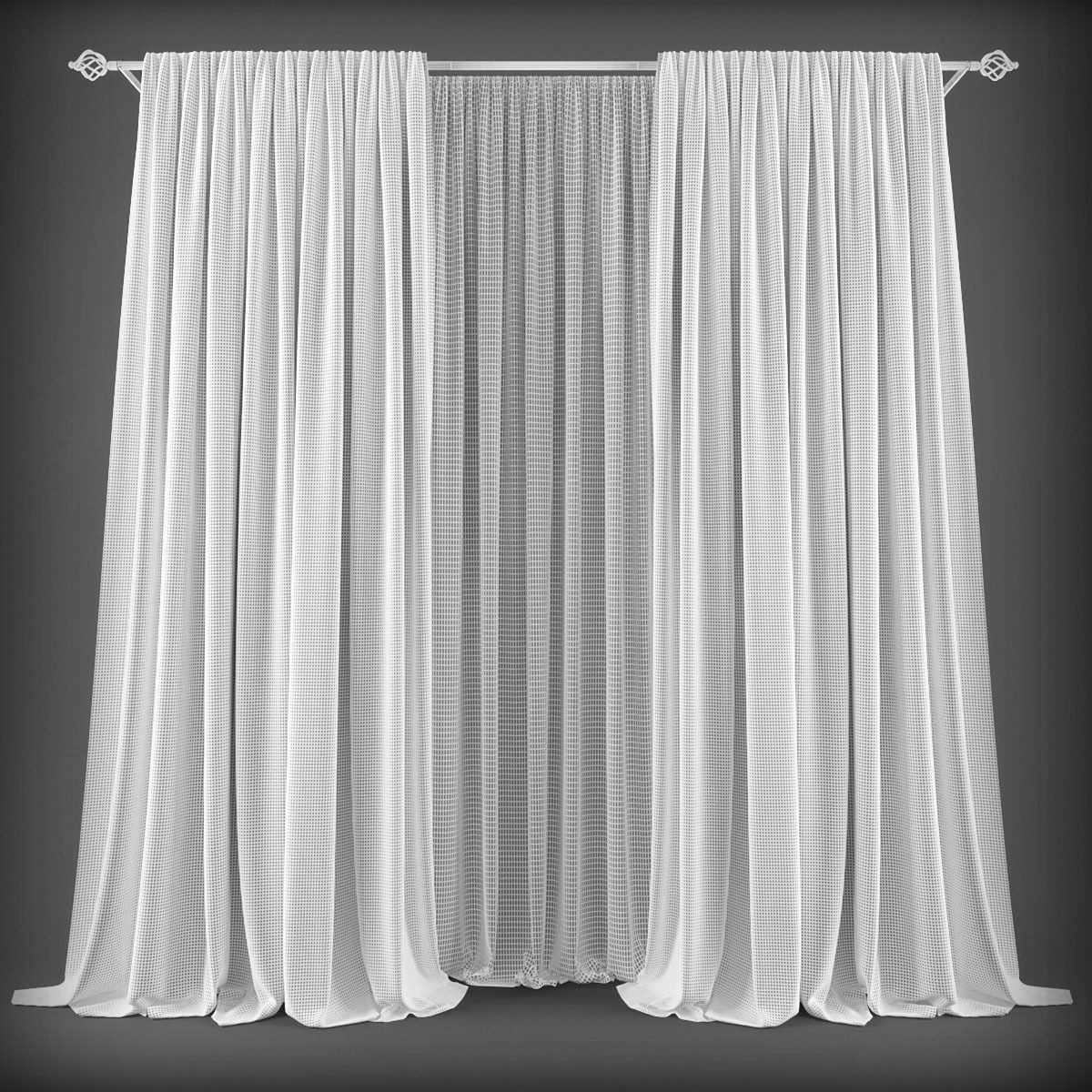 Curtains pair of Low-poly 3D model_1