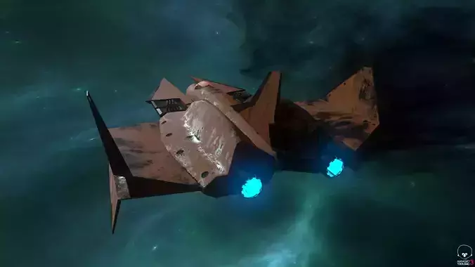 3D Orange Spaceship Low-poly