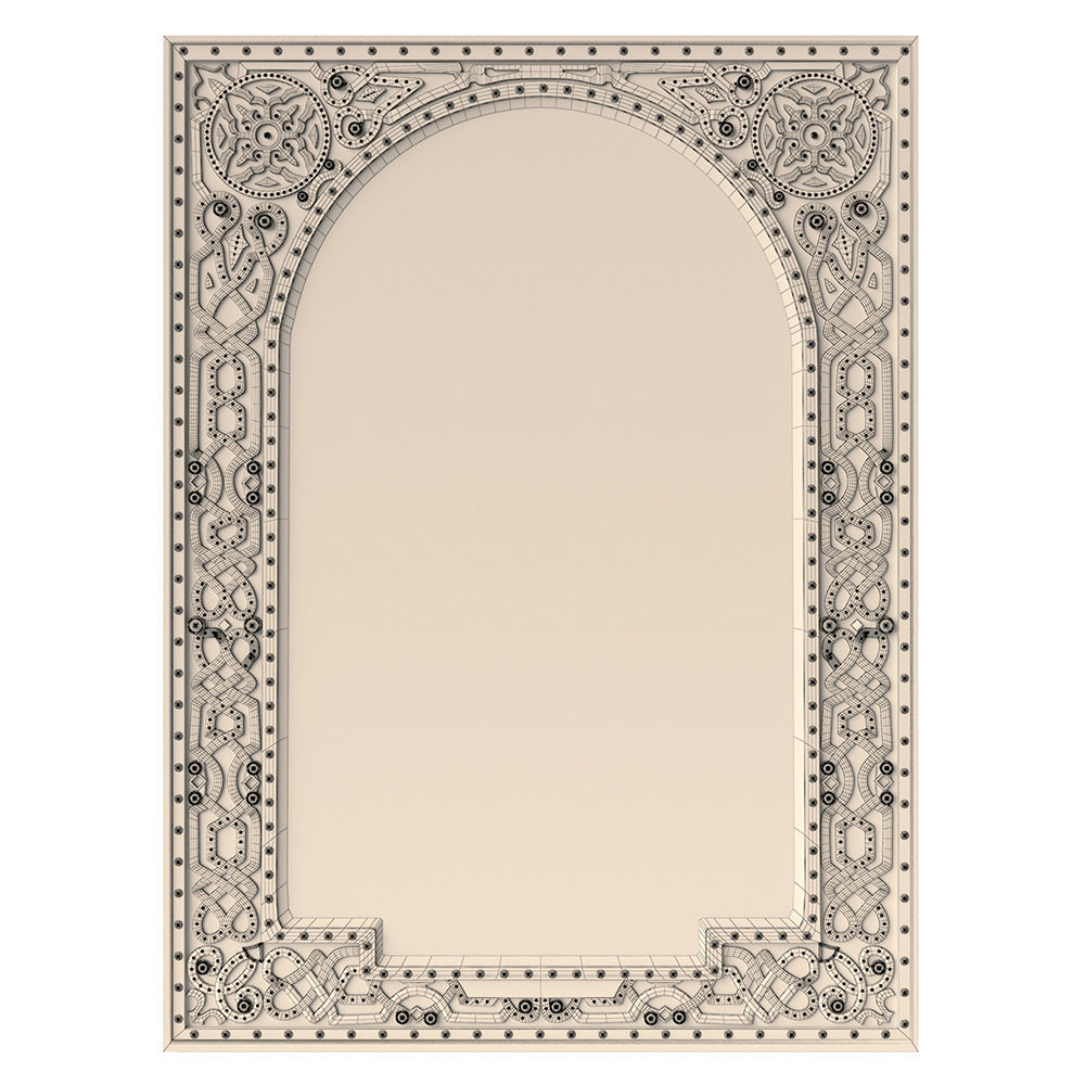 Frame celtic carved wooden plaque 3D model_1