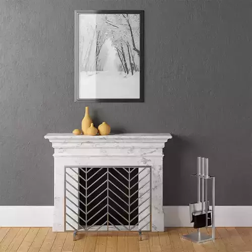 Fireplace with Chevron Screen 3D model