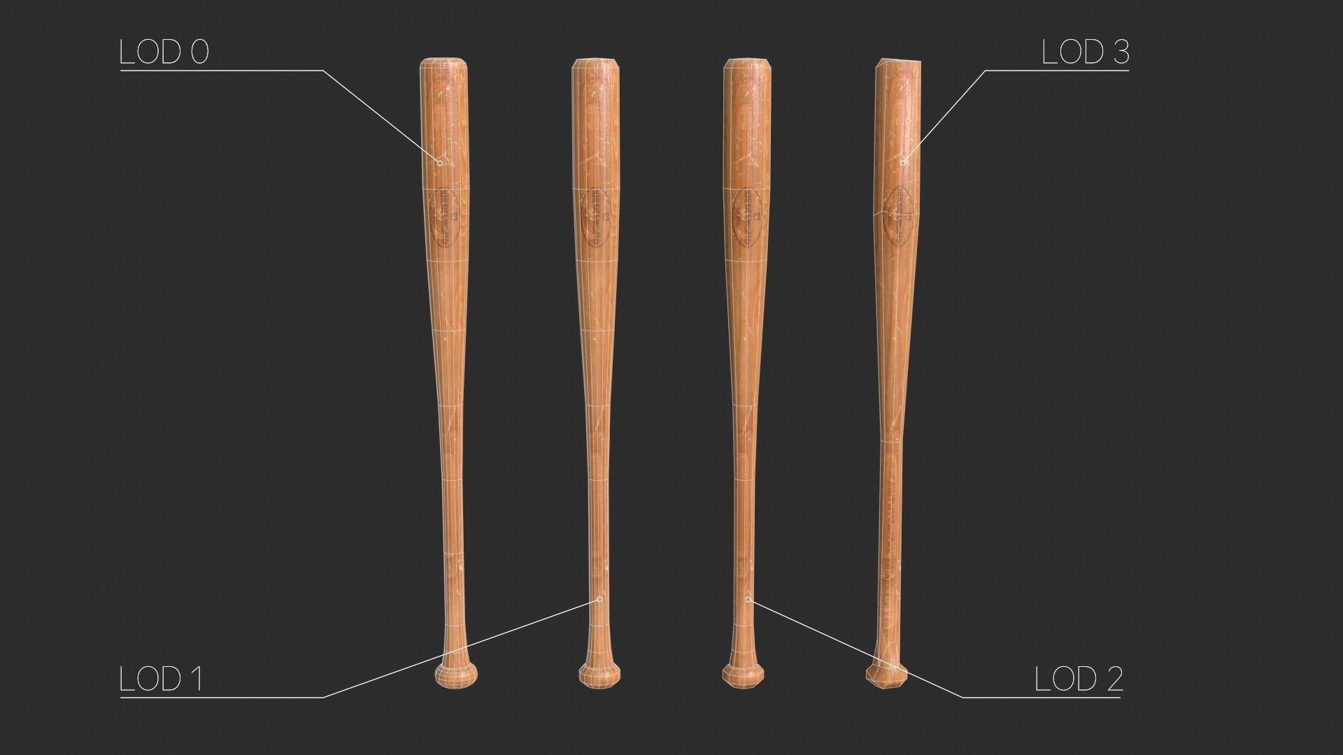 Baseball Bats Assets 01 Low-poly 3D model_11
