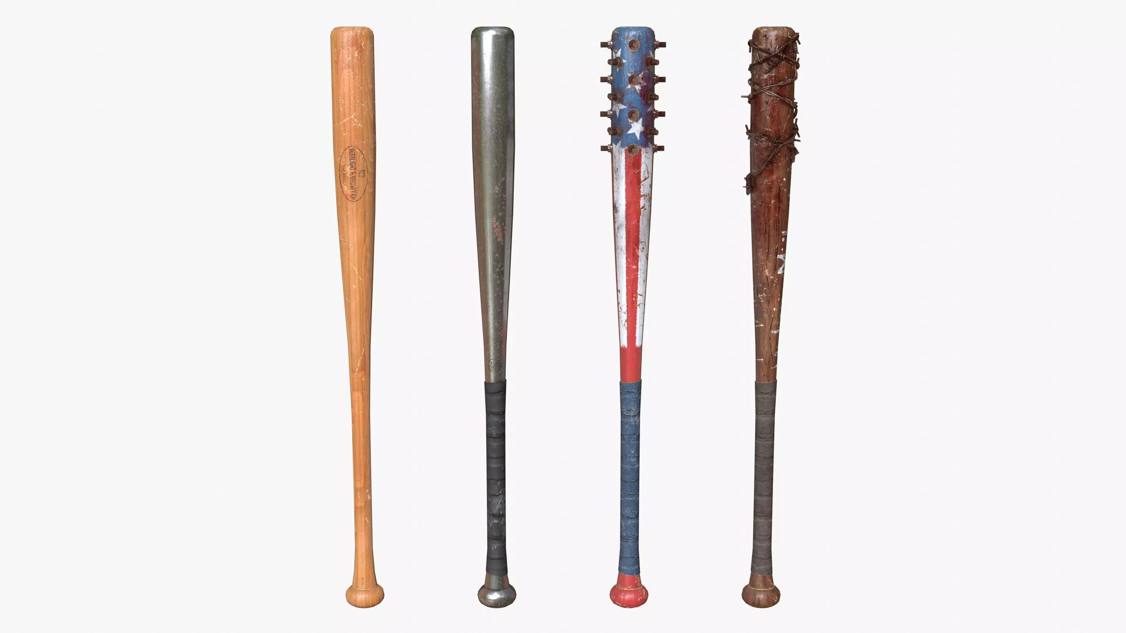 Baseball Bats Assets 01 Low-poly 3D model_0