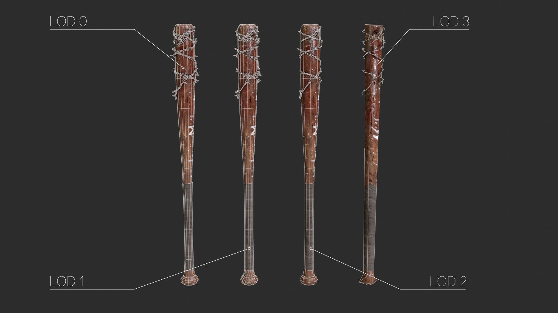 Baseball Bats Assets 01 Low-poly 3D model_14