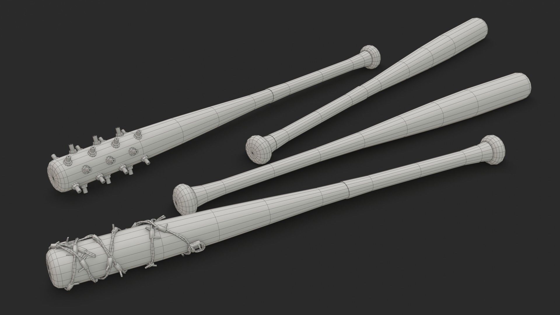 Baseball Bats Assets 01 Low-poly 3D model_17