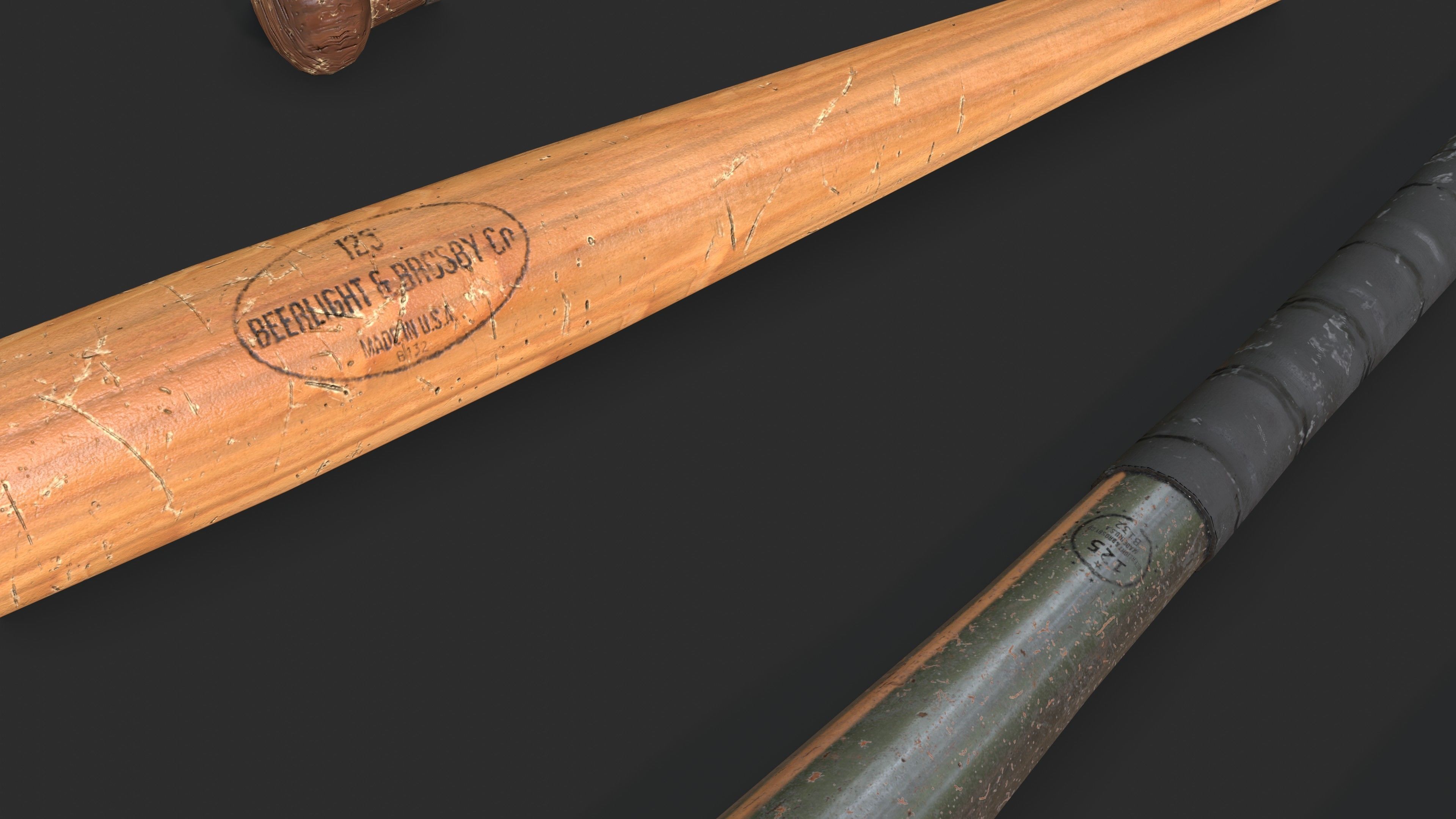 Baseball Bats Assets 01 Low-poly 3D model_7