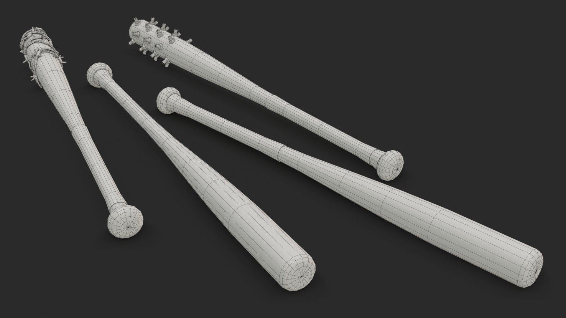 Baseball Bats Assets 01 Low-poly 3D model_18