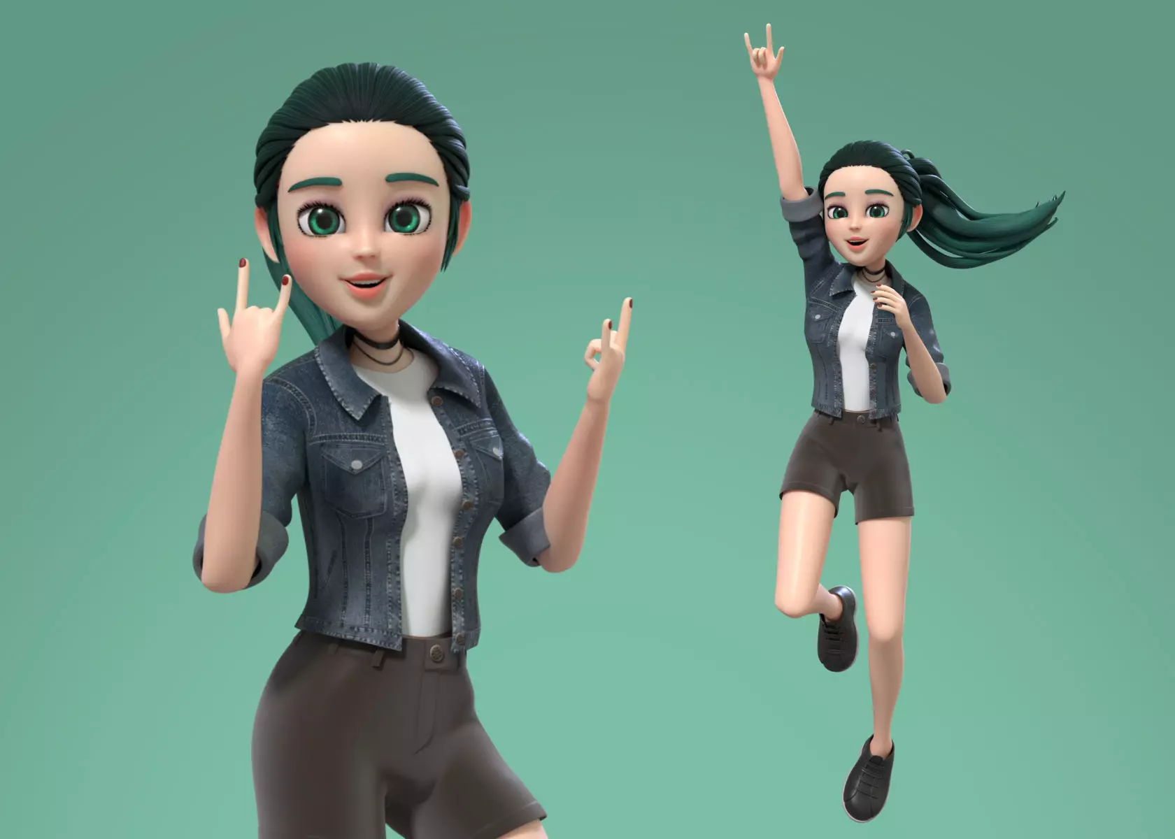 Cartoon Teenager Girl 3D model Rigged 3D model
