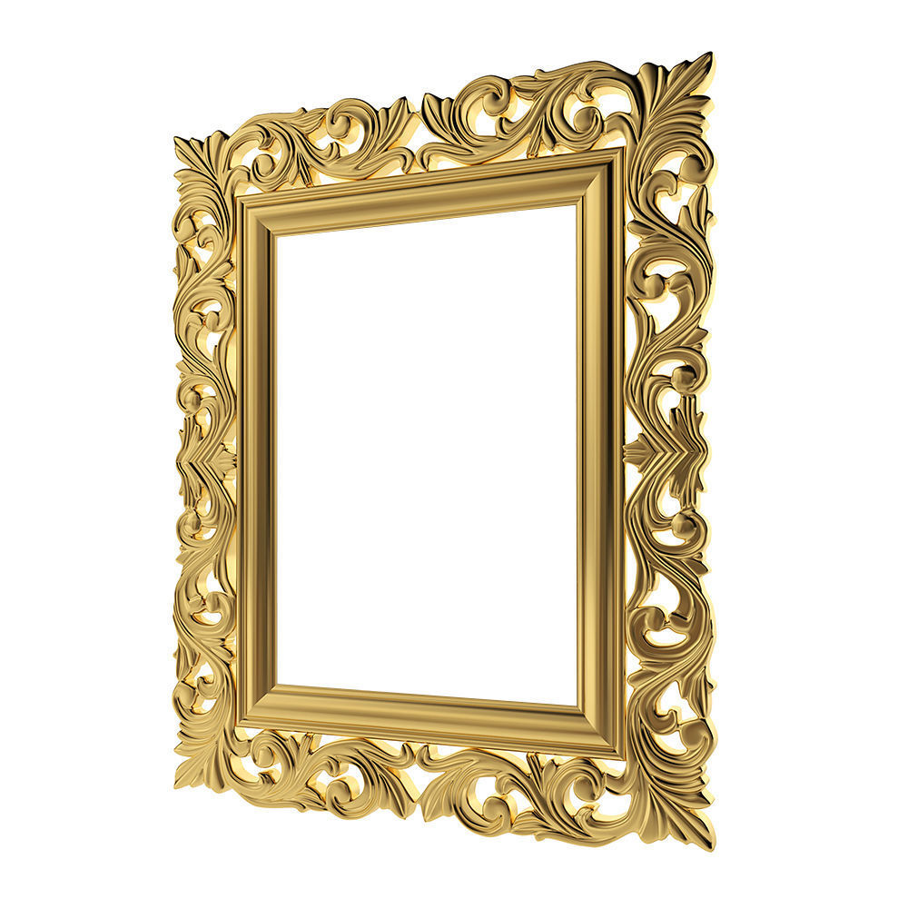 Mirror ornate gold frame 3D model_1