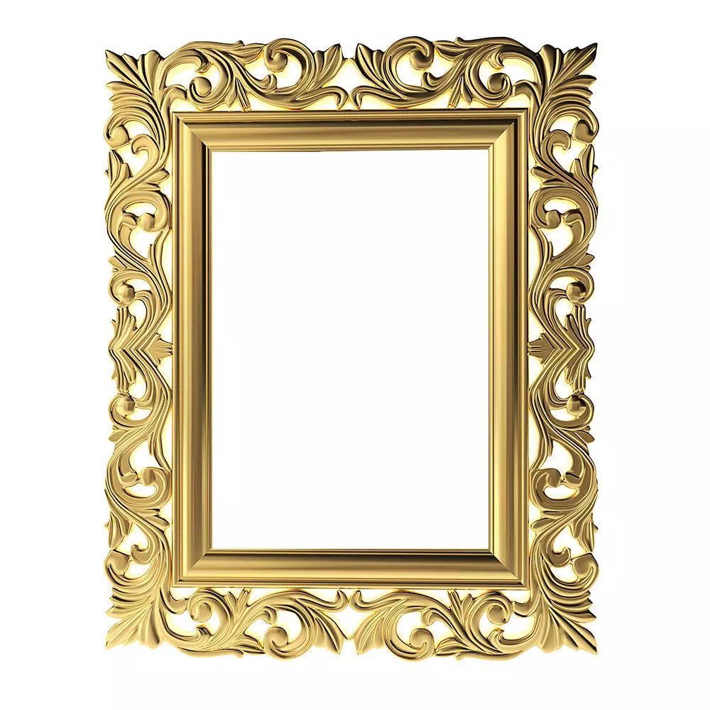 Mirror ornate gold frame 3D model_0