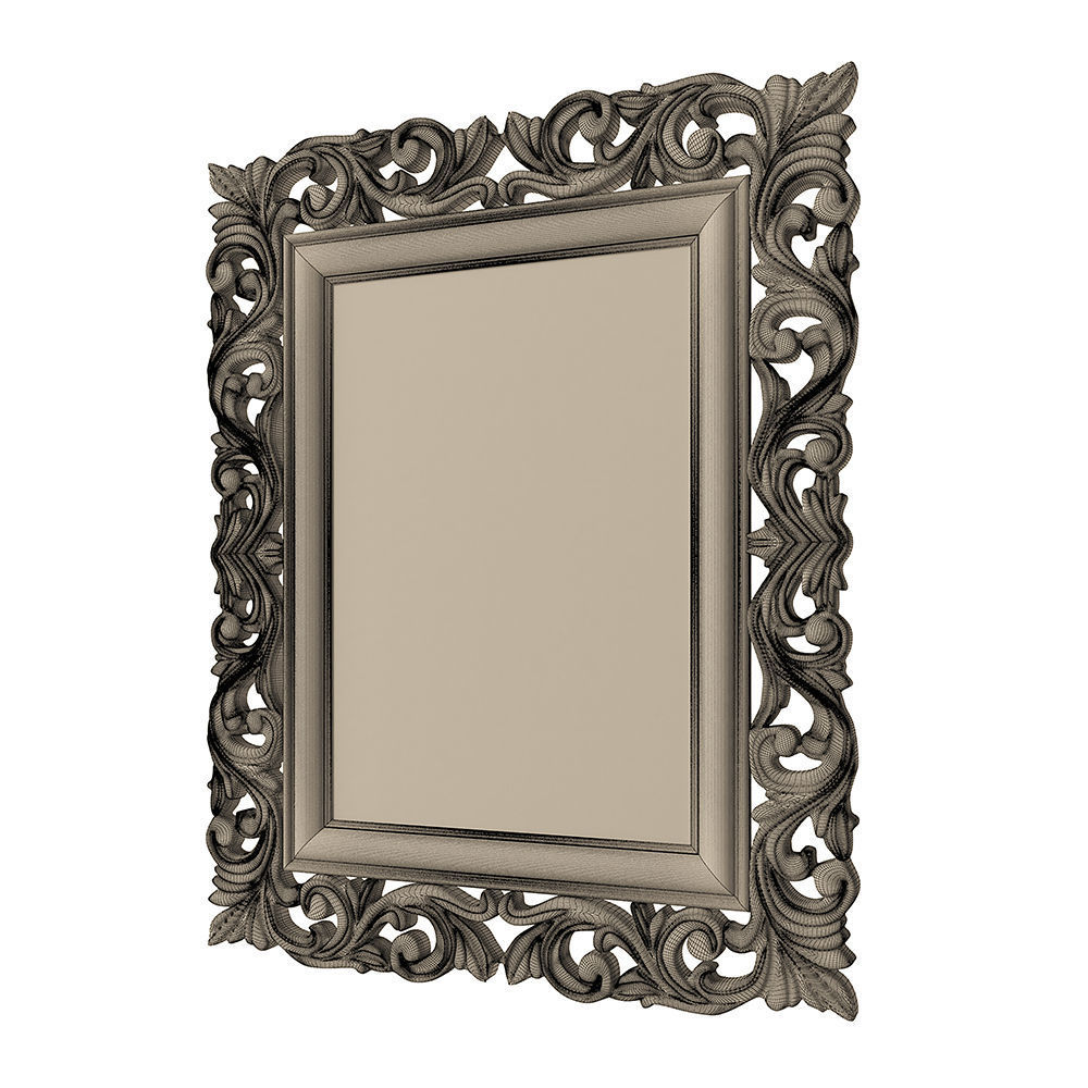 Mirror ornate gold frame 3D model_2