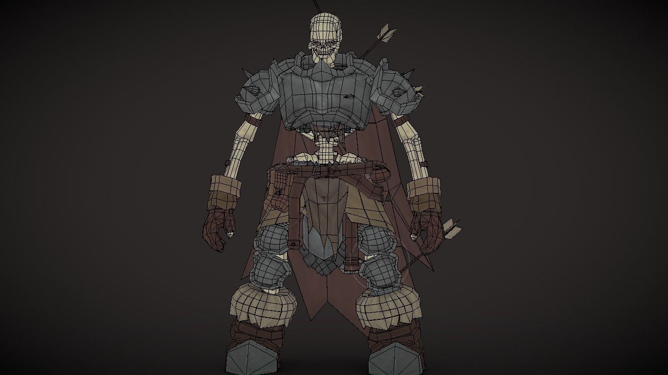 Skeleton warrior Low-poly 3D model_3