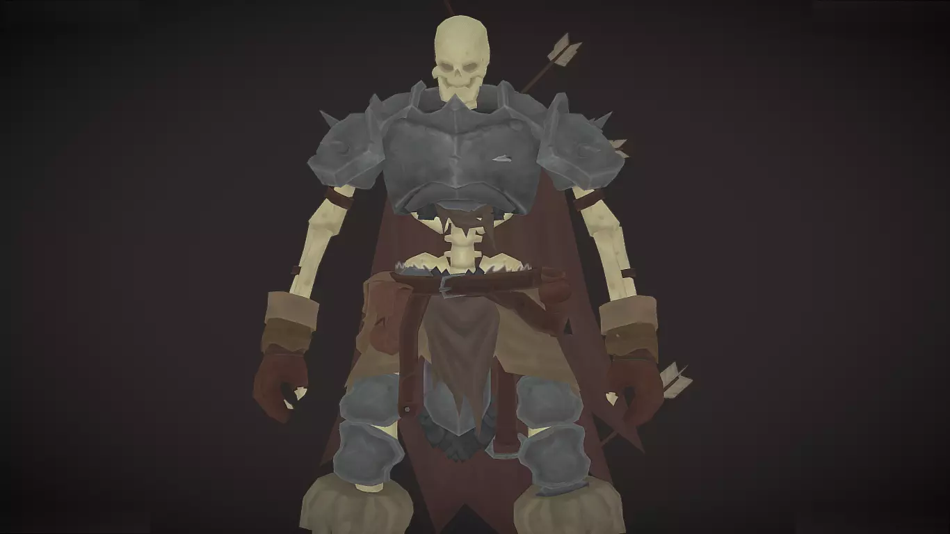 Skeleton warrior Low-poly 3D model_0