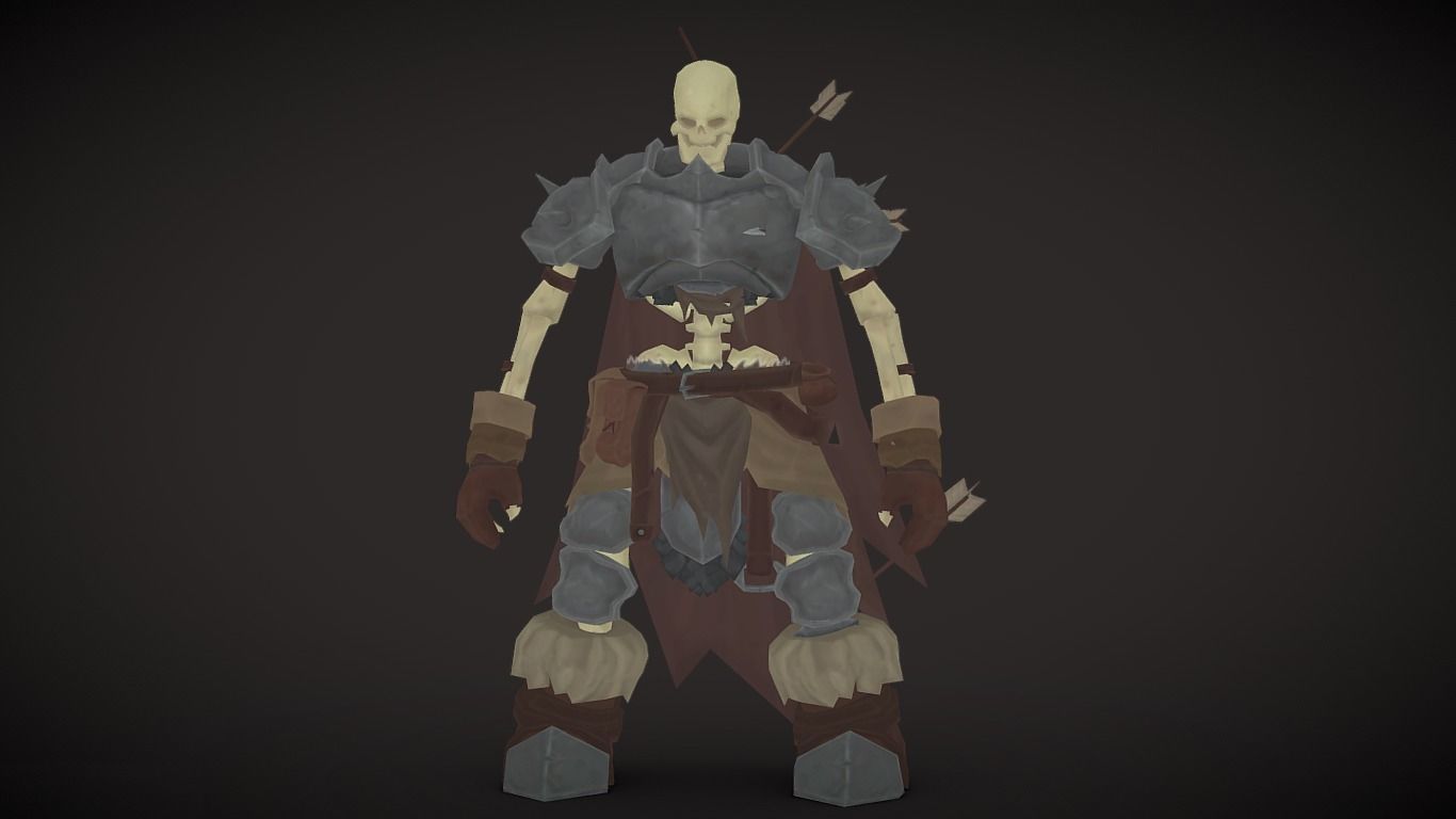Skeleton warrior Low-poly 3D model_1