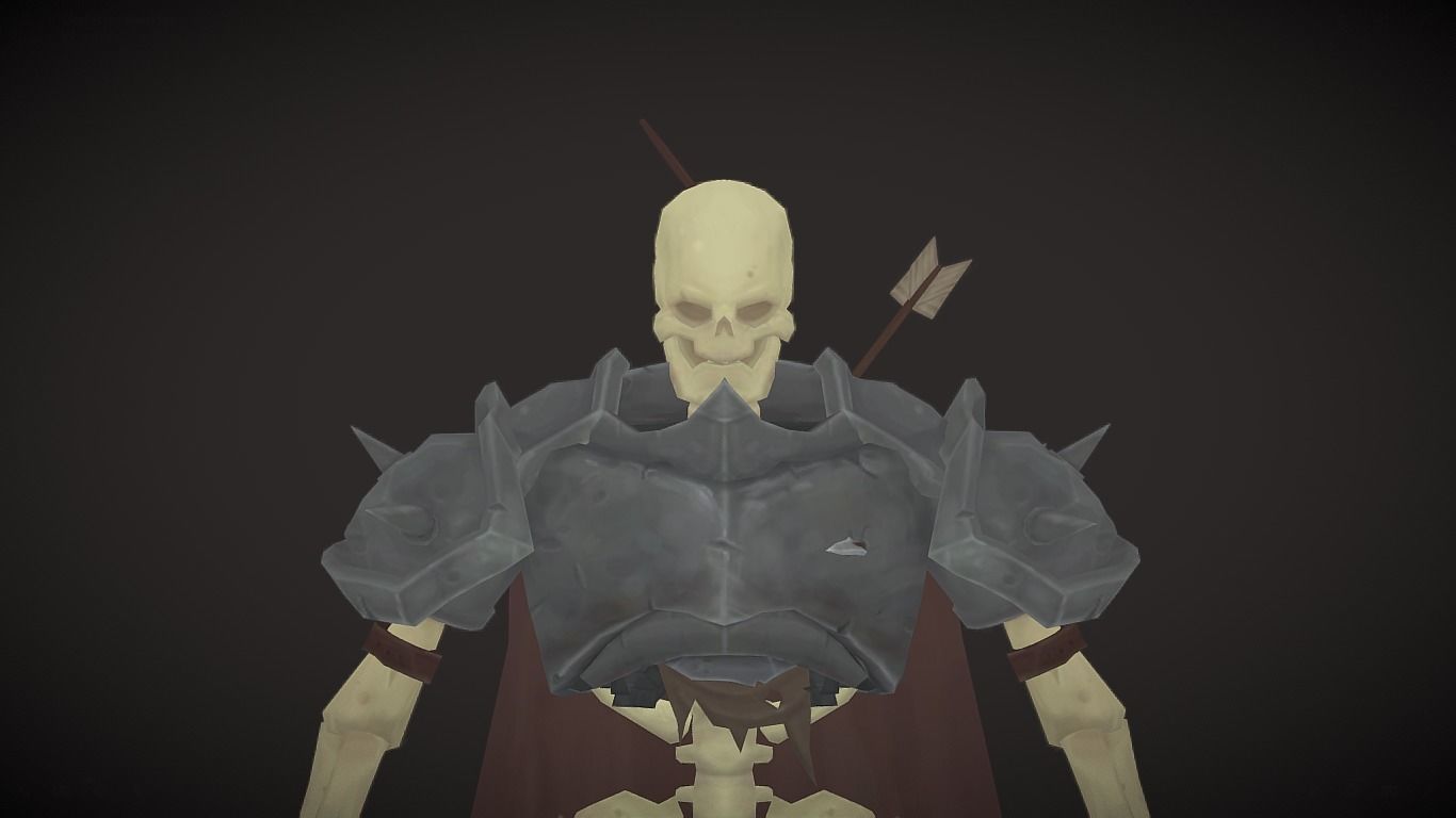 Skeleton warrior Low-poly 3D model_2