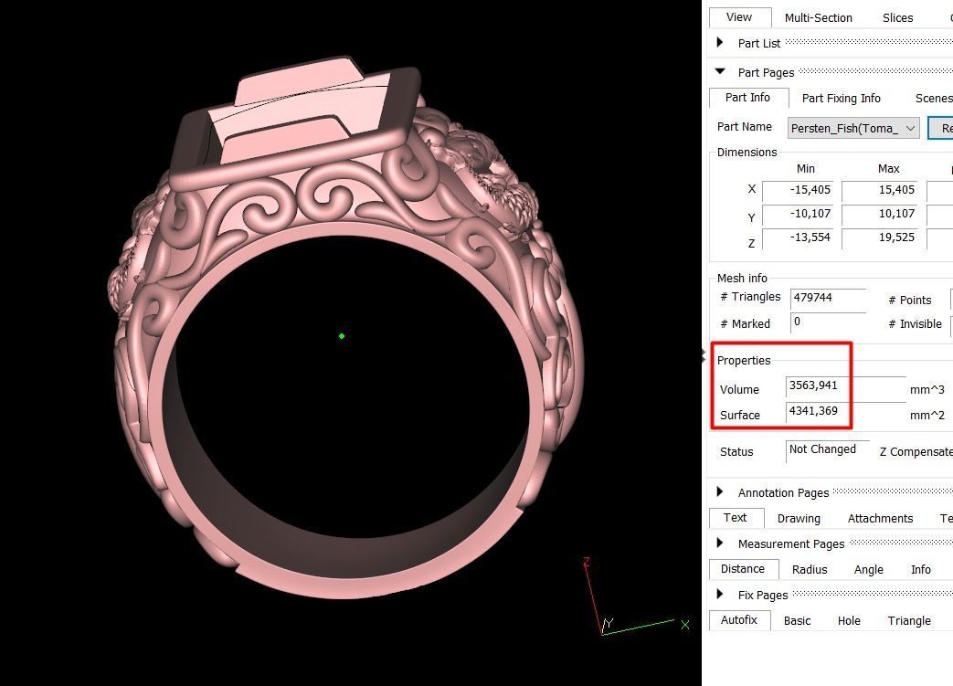 Signet Ring fishes black onyx gemstone 3D print model_5