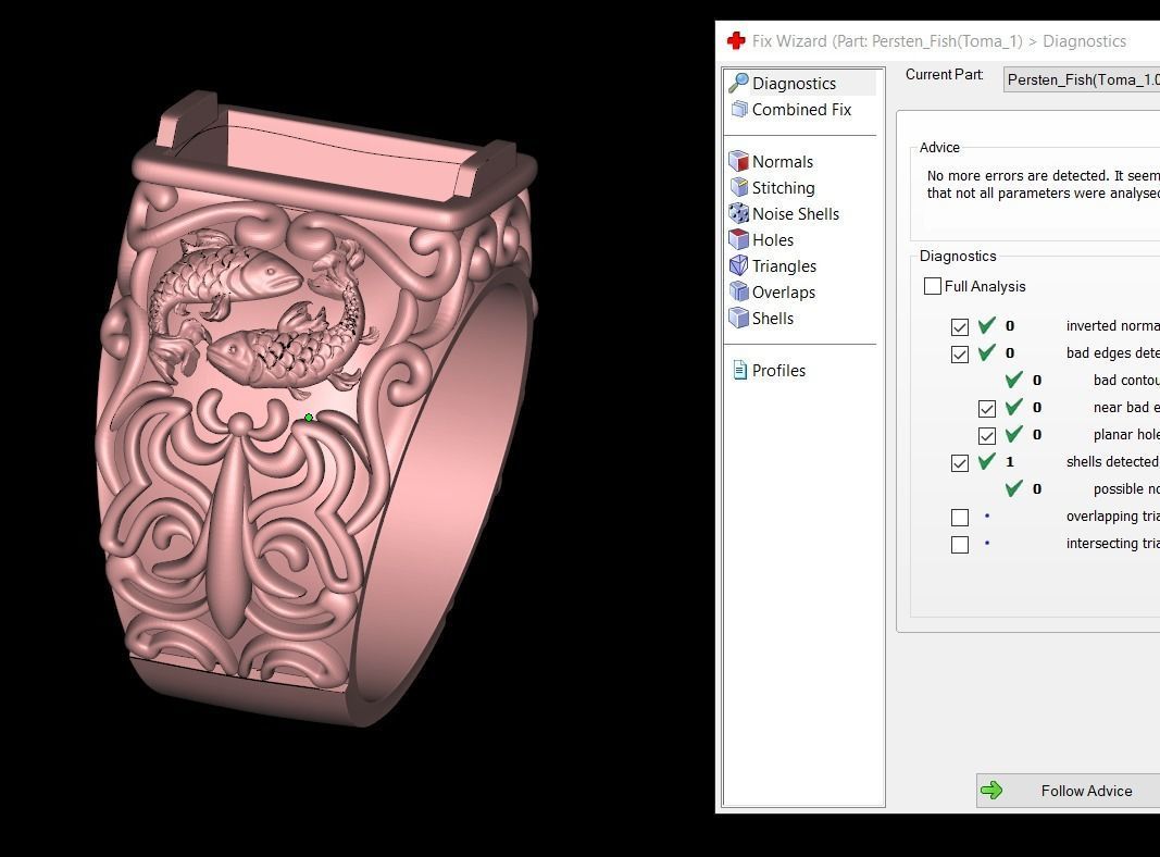 Signet Ring fishes black onyx gemstone 3D print model_10