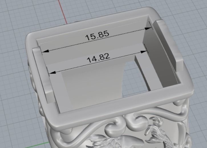 Signet Ring fishes black onyx gemstone 3D print model_14