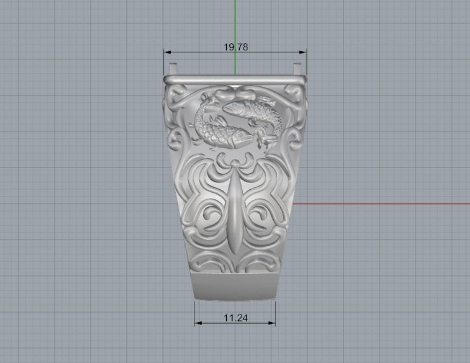 Signet Ring fishes black onyx gemstone 3D print model_13