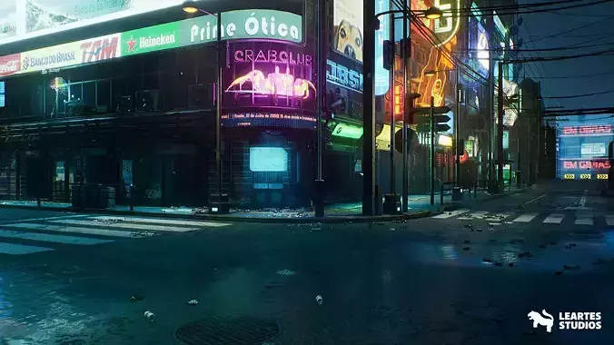 Cyberpunk City Recife Environment Low-poly 3D model