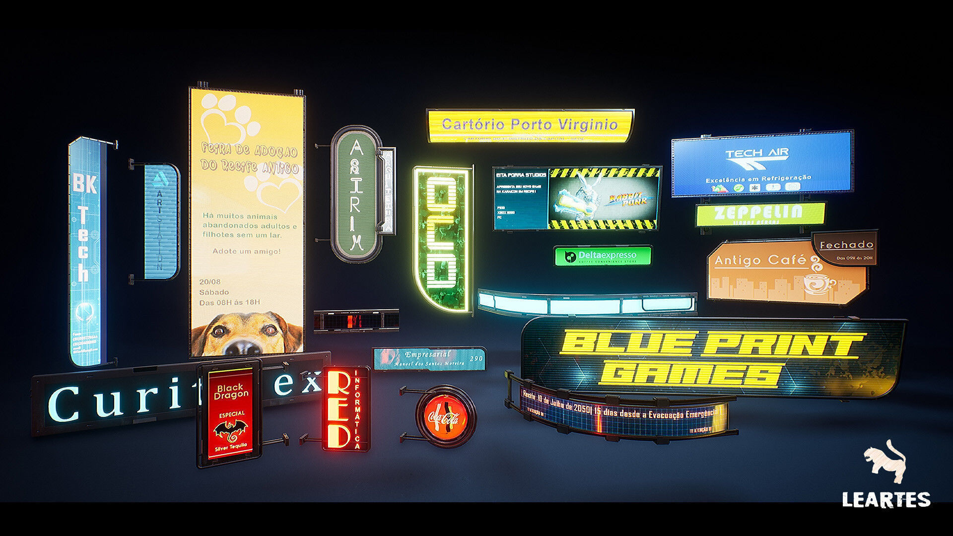 Cyberpunk City Recife Environment Low-poly 3D model_31