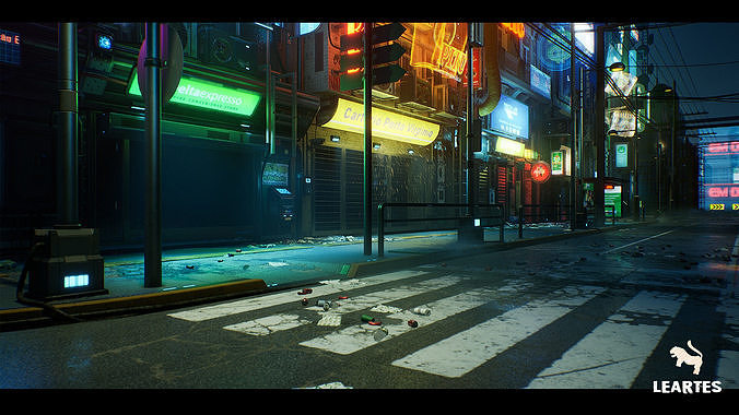 Cyberpunk City Recife Environment Low-poly 3D model 3