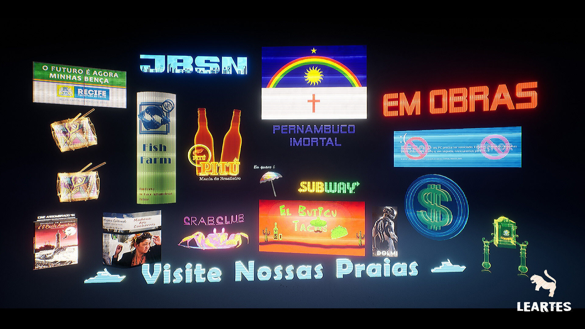 Cyberpunk City Recife Environment Low-poly 3D model_29