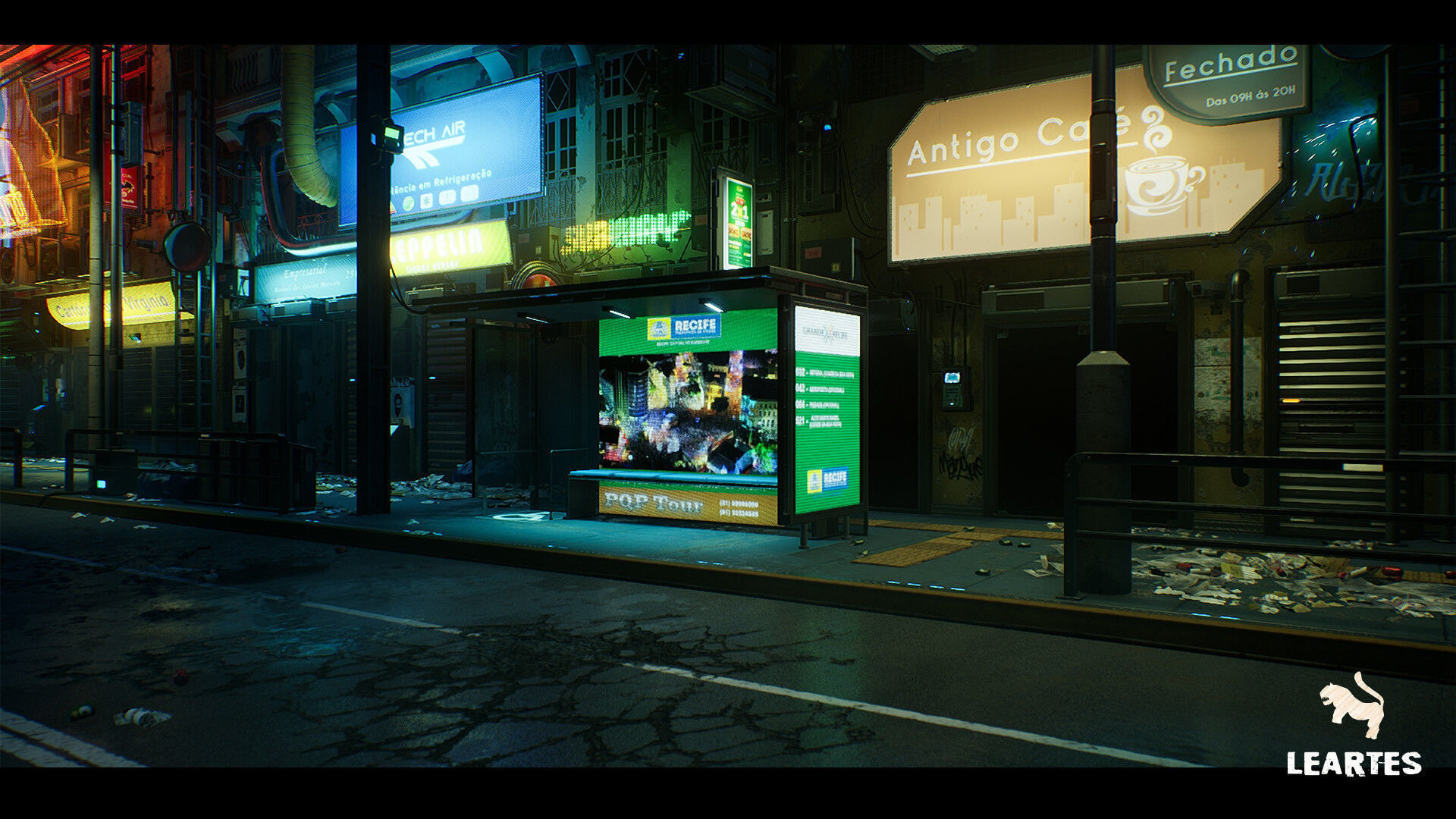 Cyberpunk City Recife Environment Low-poly 3D model_14