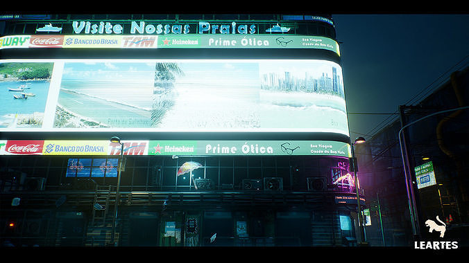 Cyberpunk City Recife Environment Low-poly 3D model 5