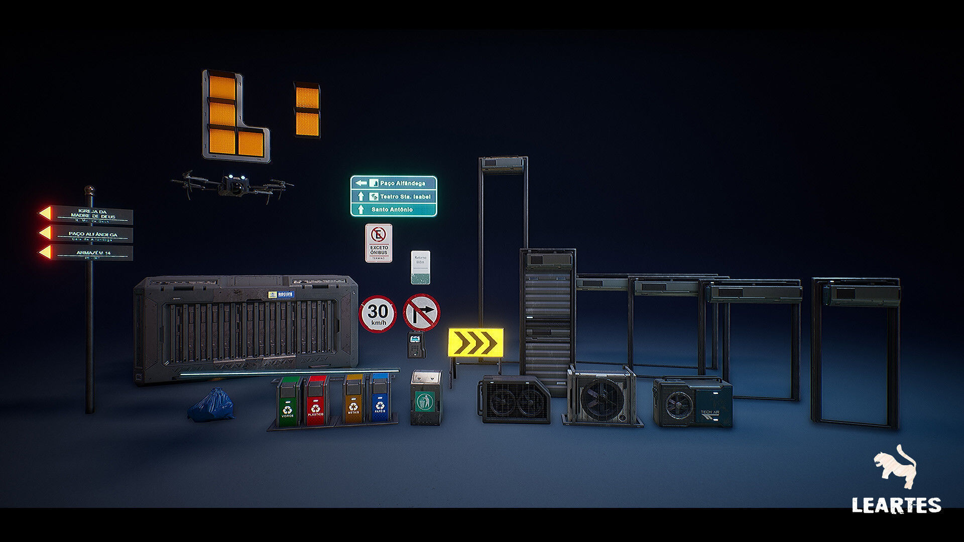 Cyberpunk City Recife Environment Low-poly 3D model_23