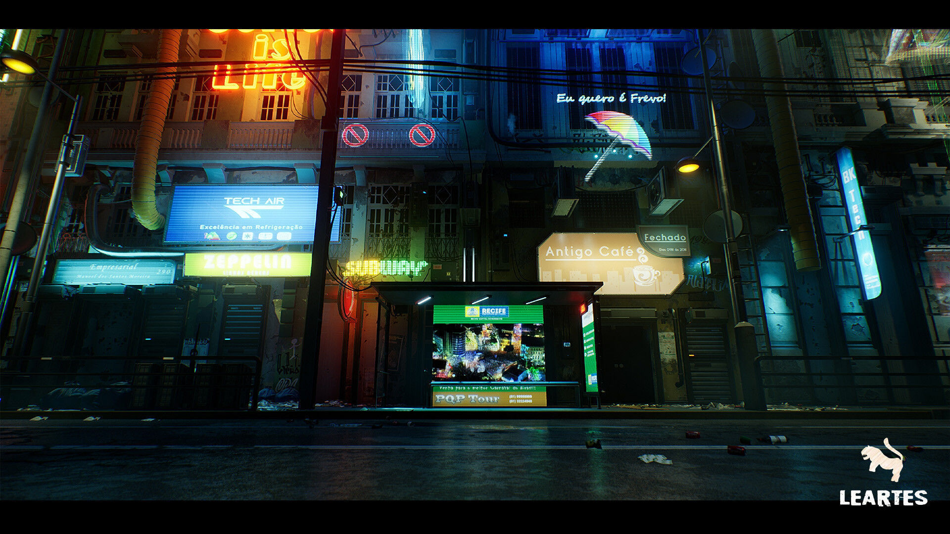 Cyberpunk City Recife Environment Low-poly 3D model_10