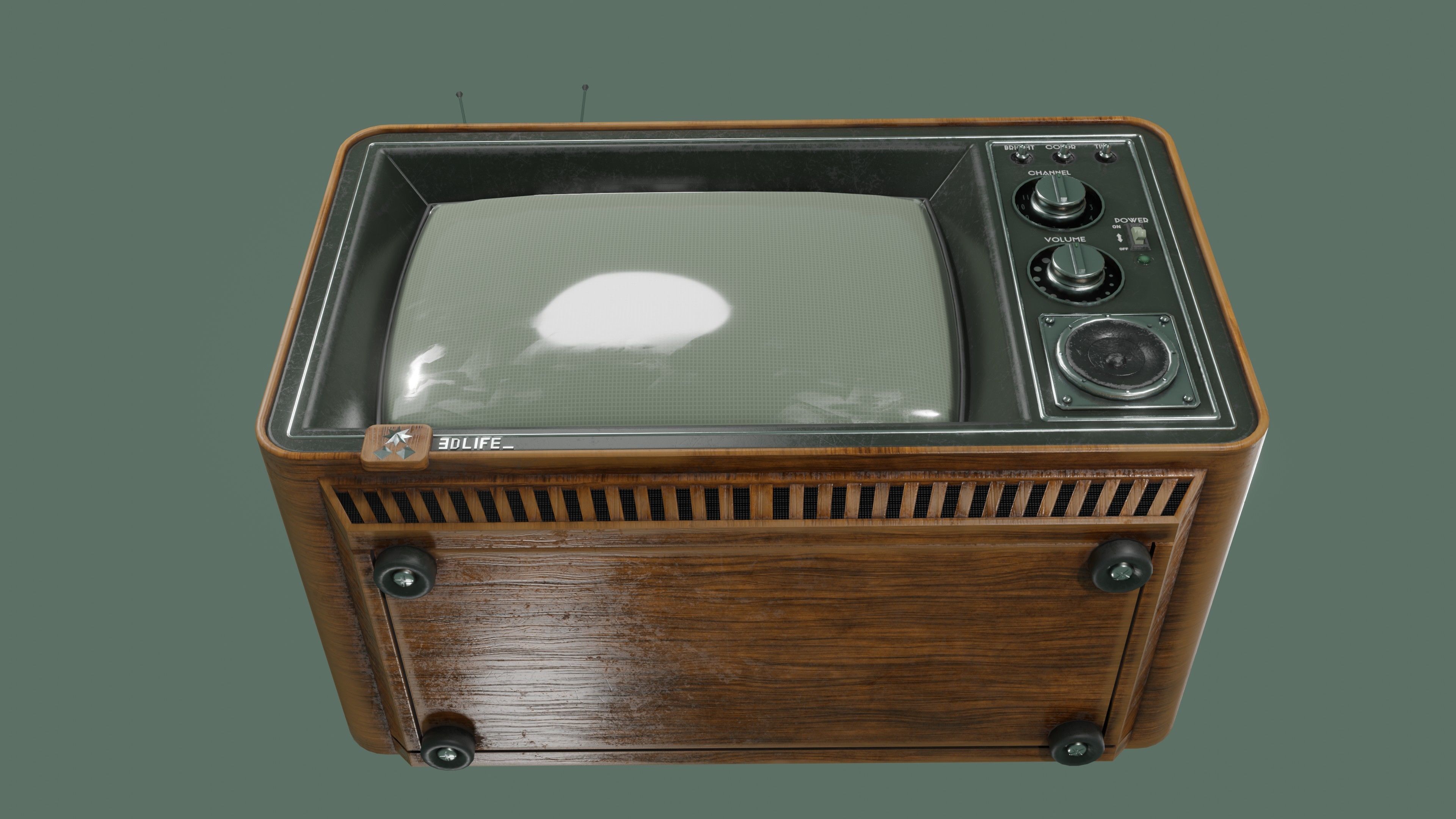 Old Tv  Low-poly 3D model_15