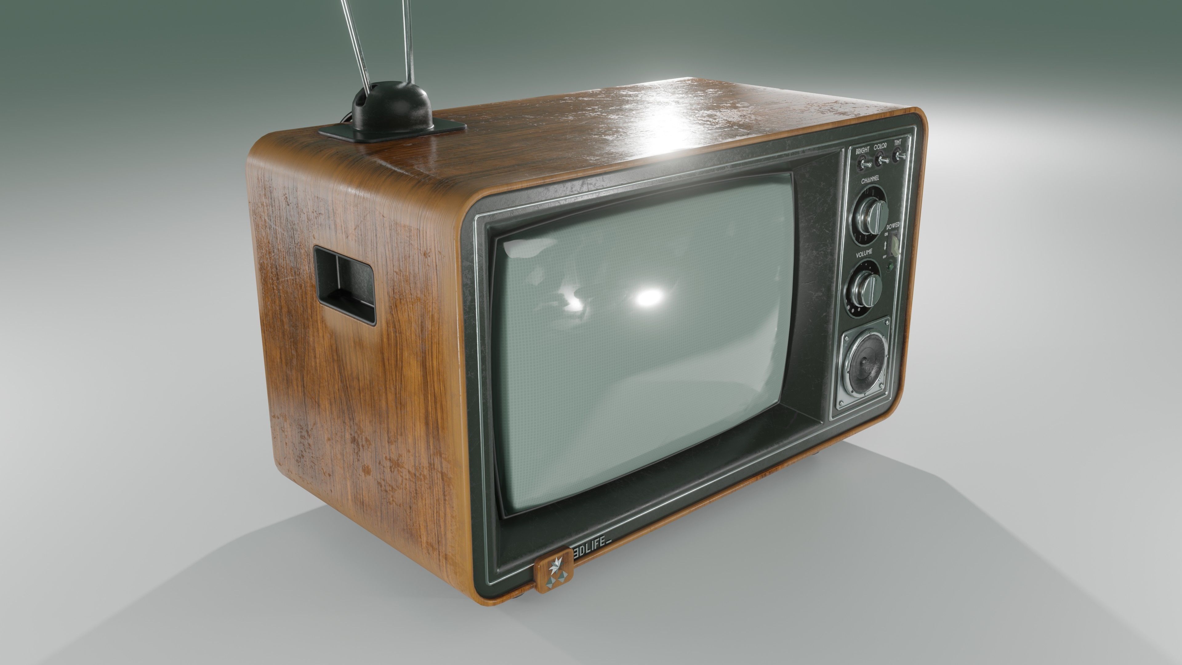 Old Tv  Low-poly 3D model_17