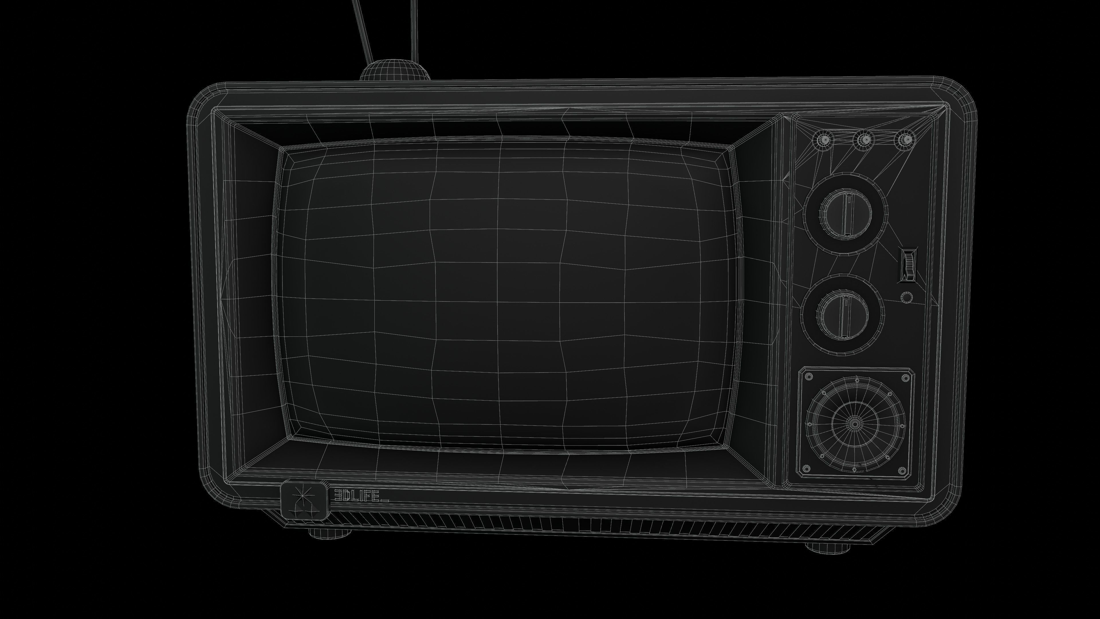 Old Tv  Low-poly 3D model_29