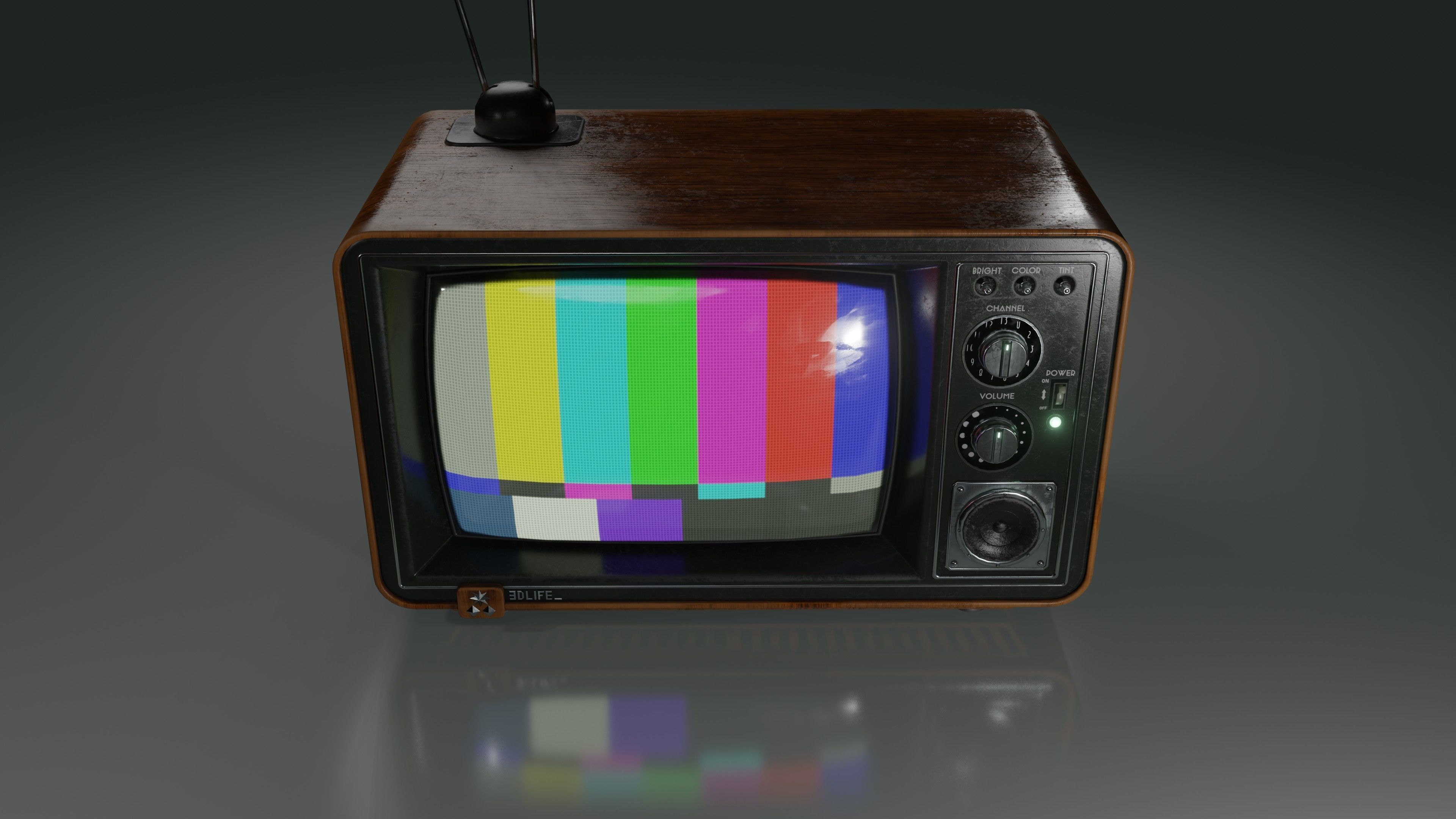 Old Tv  Low-poly 3D model_4