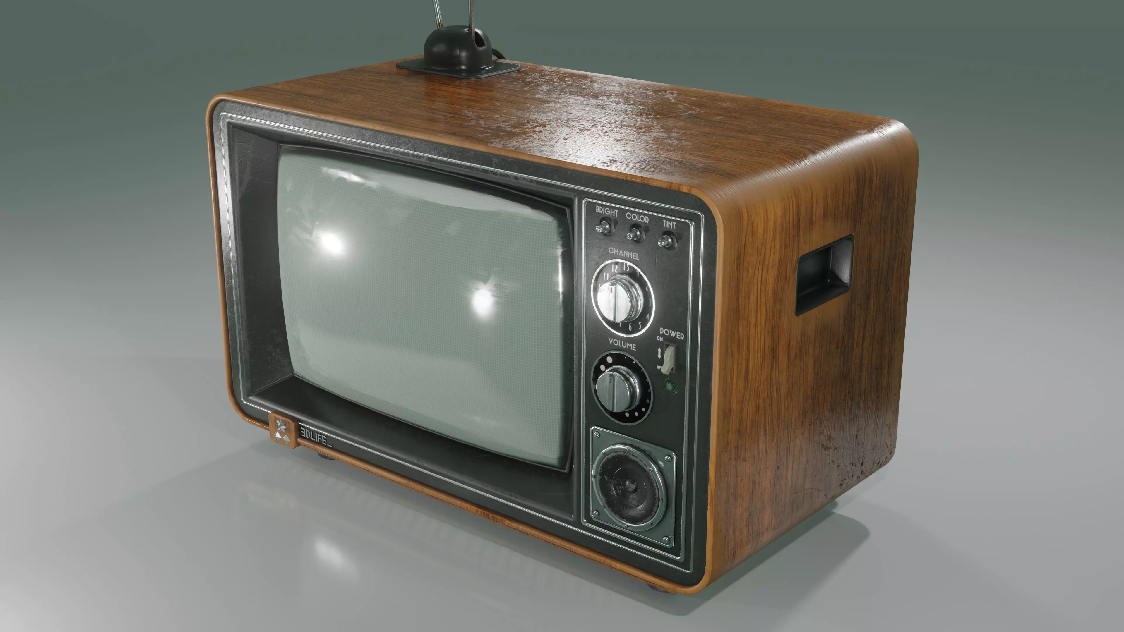 Old Tv  Low-poly 3D model_0