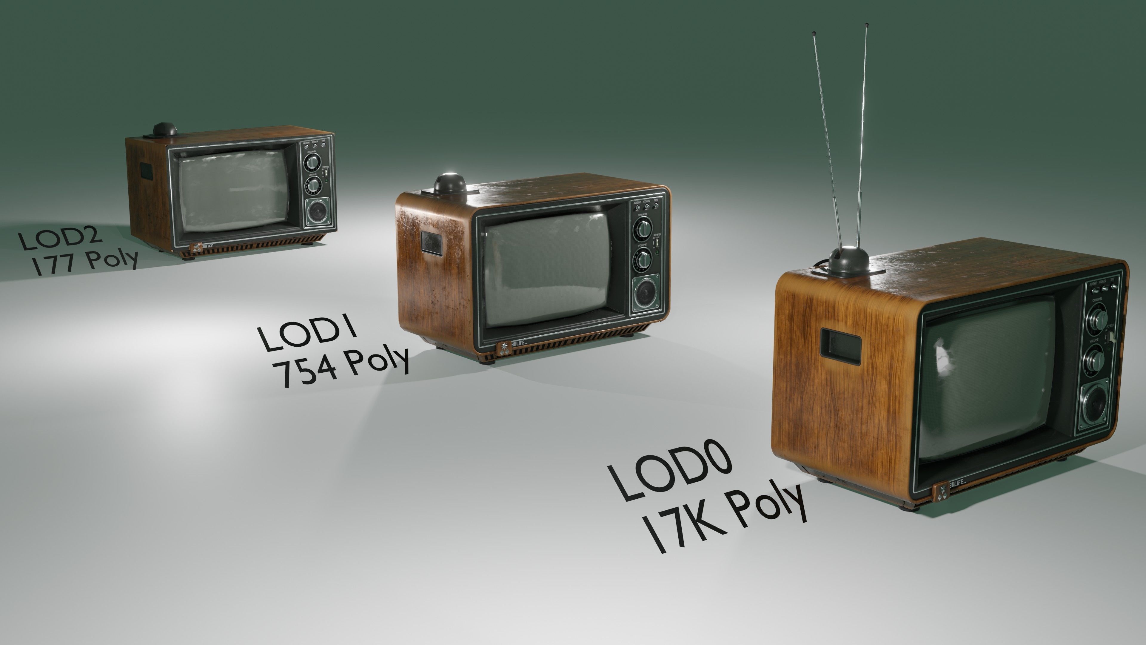 Old Tv  Low-poly 3D model_2
