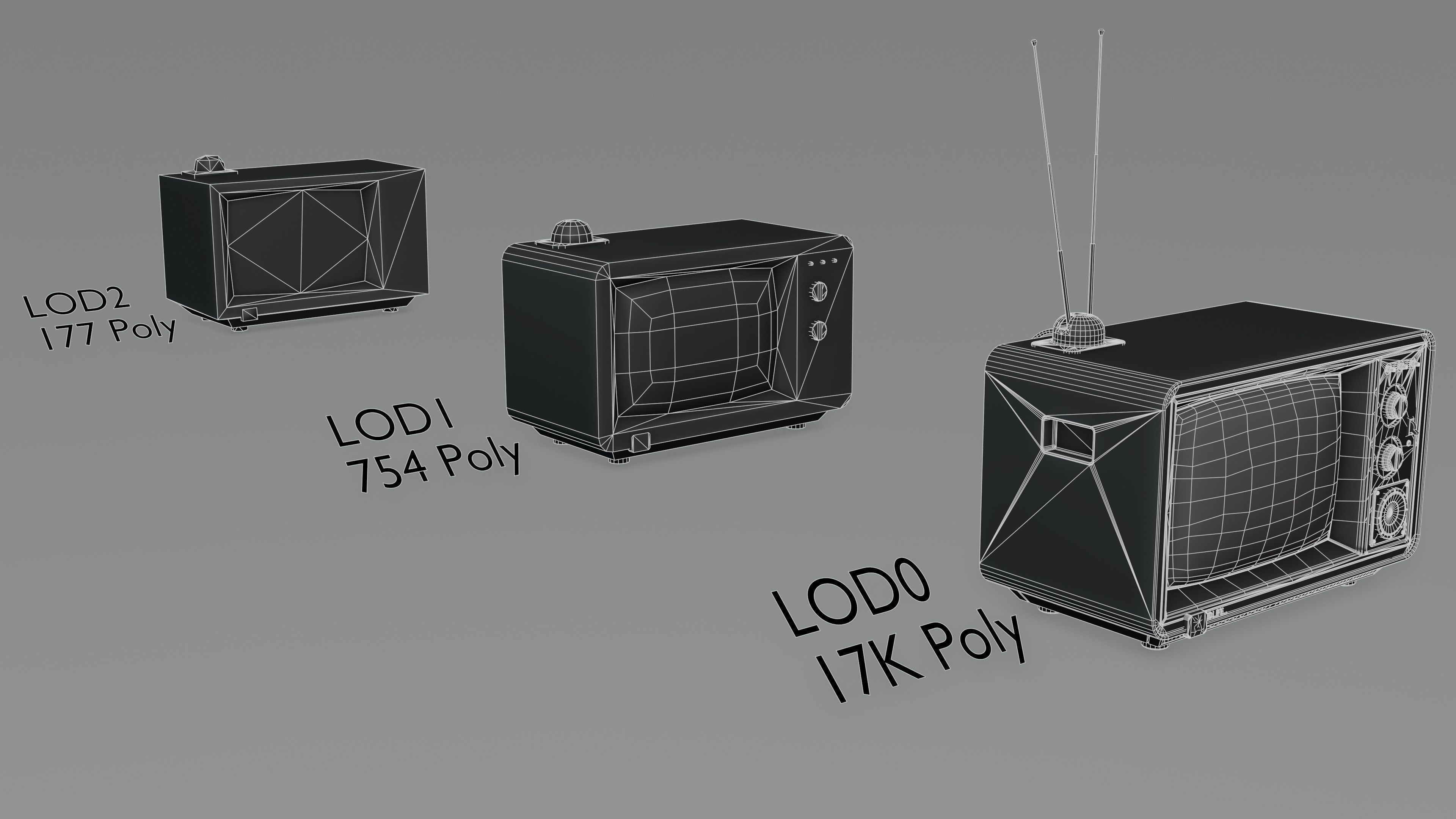 Old Tv  Low-poly 3D model_3