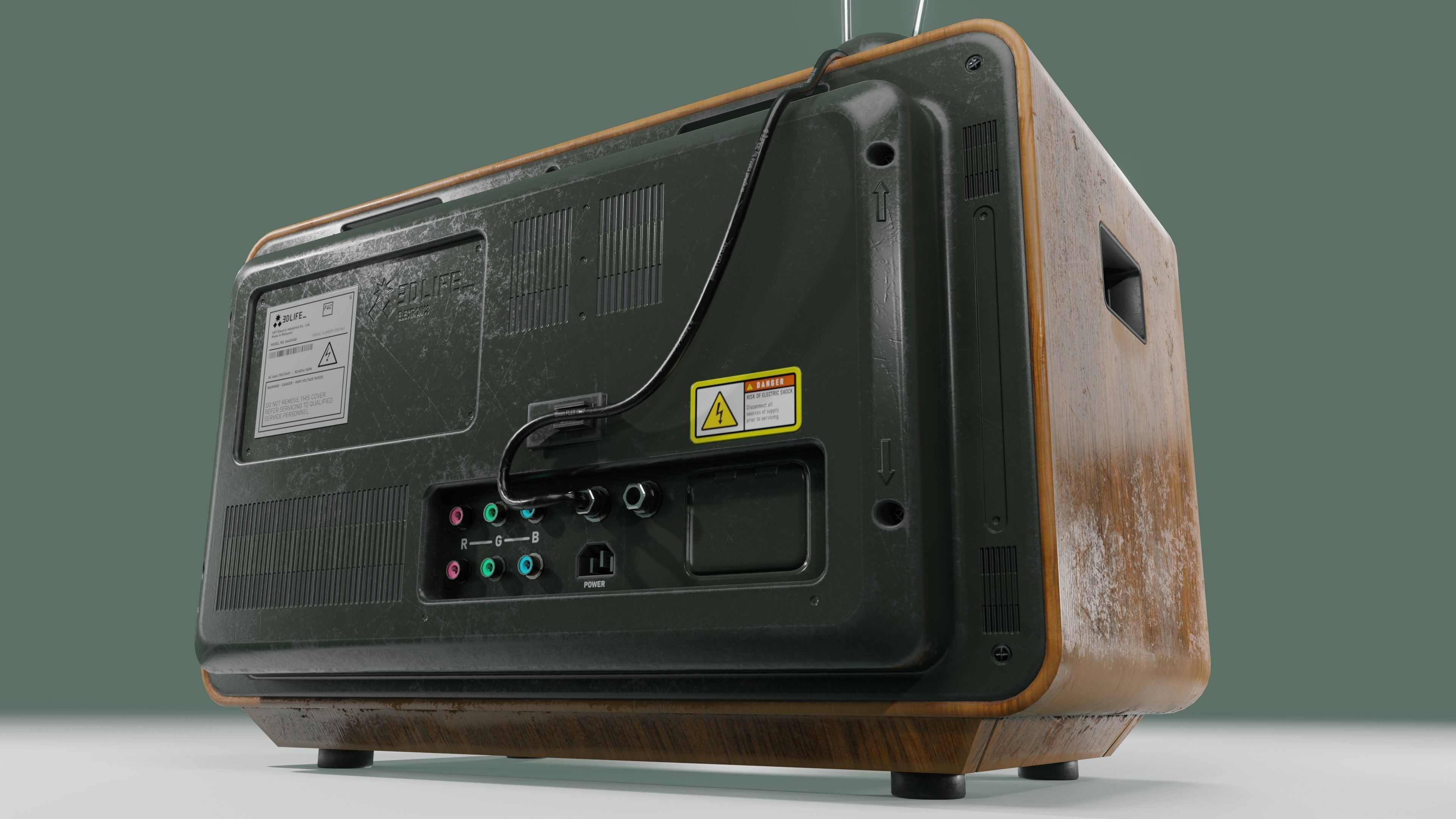 Old Tv  Low-poly 3D model_9