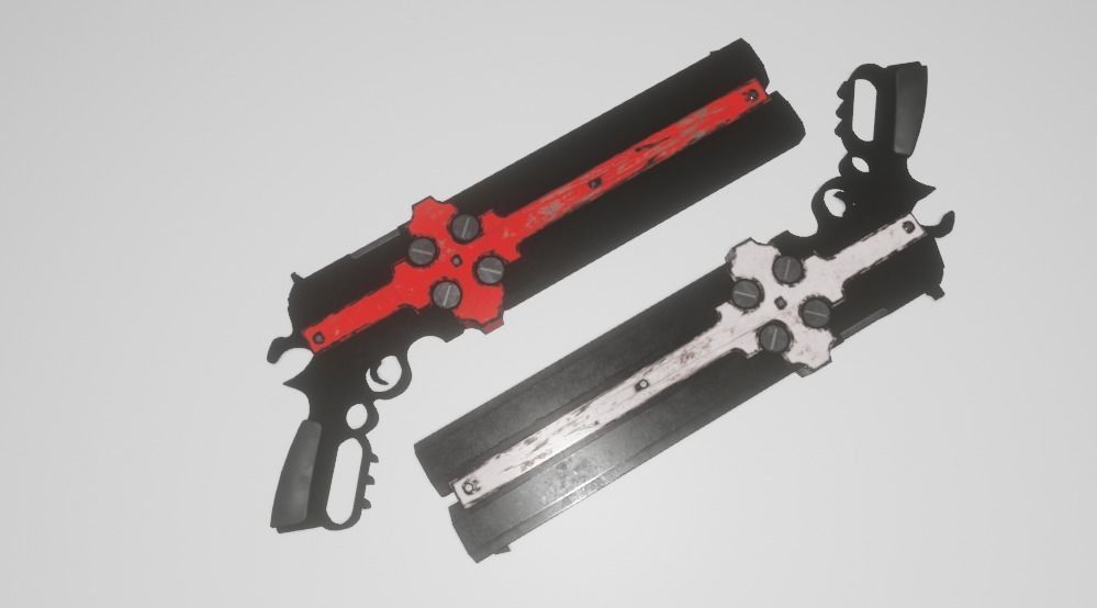 Cross Gun X2 Low-poly 3D model_1