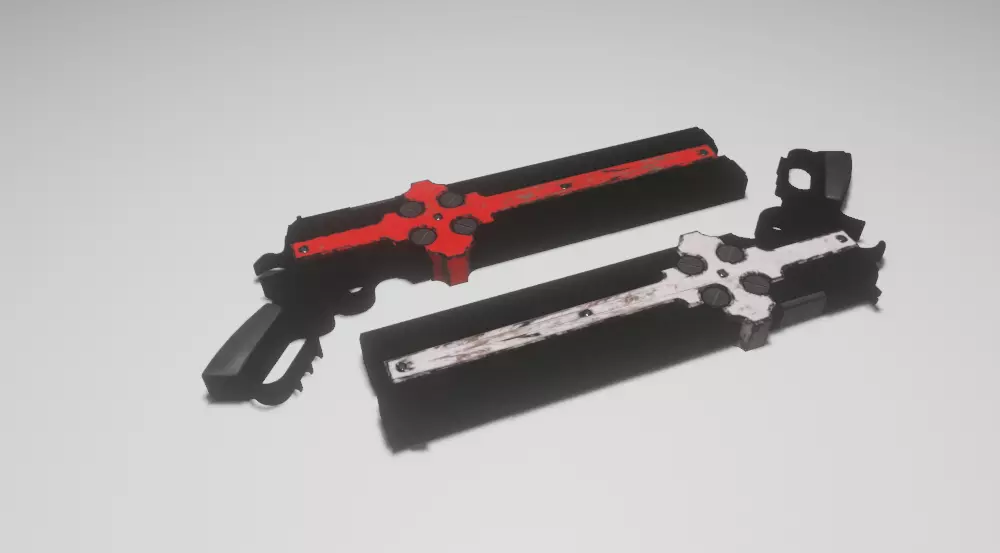 Cross Gun X2 Low-poly 3D model_0