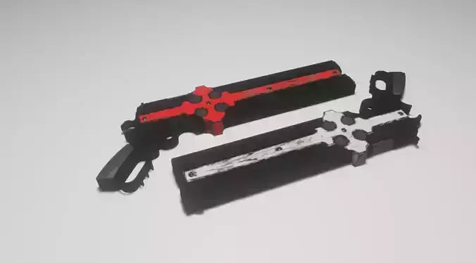 Cross Gun X2 Low-poly 3D model