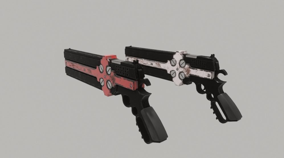Cross Gun X2 Low-poly 3D model_2