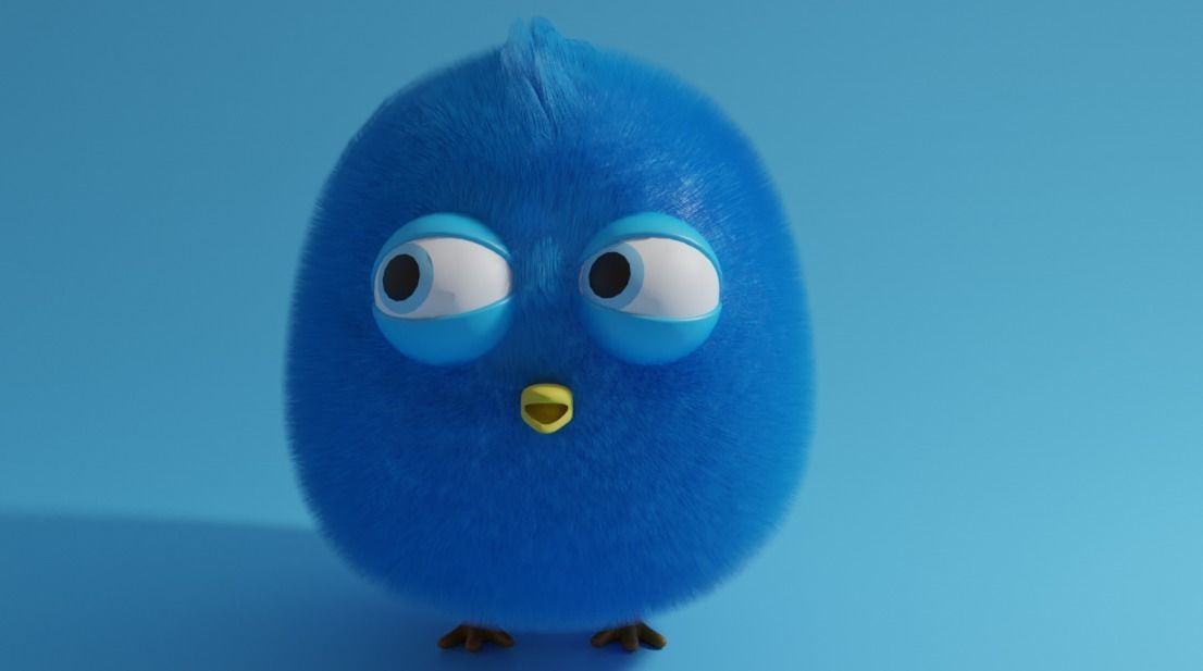 Chick bird with big eyes Free low-poly 3D model_1