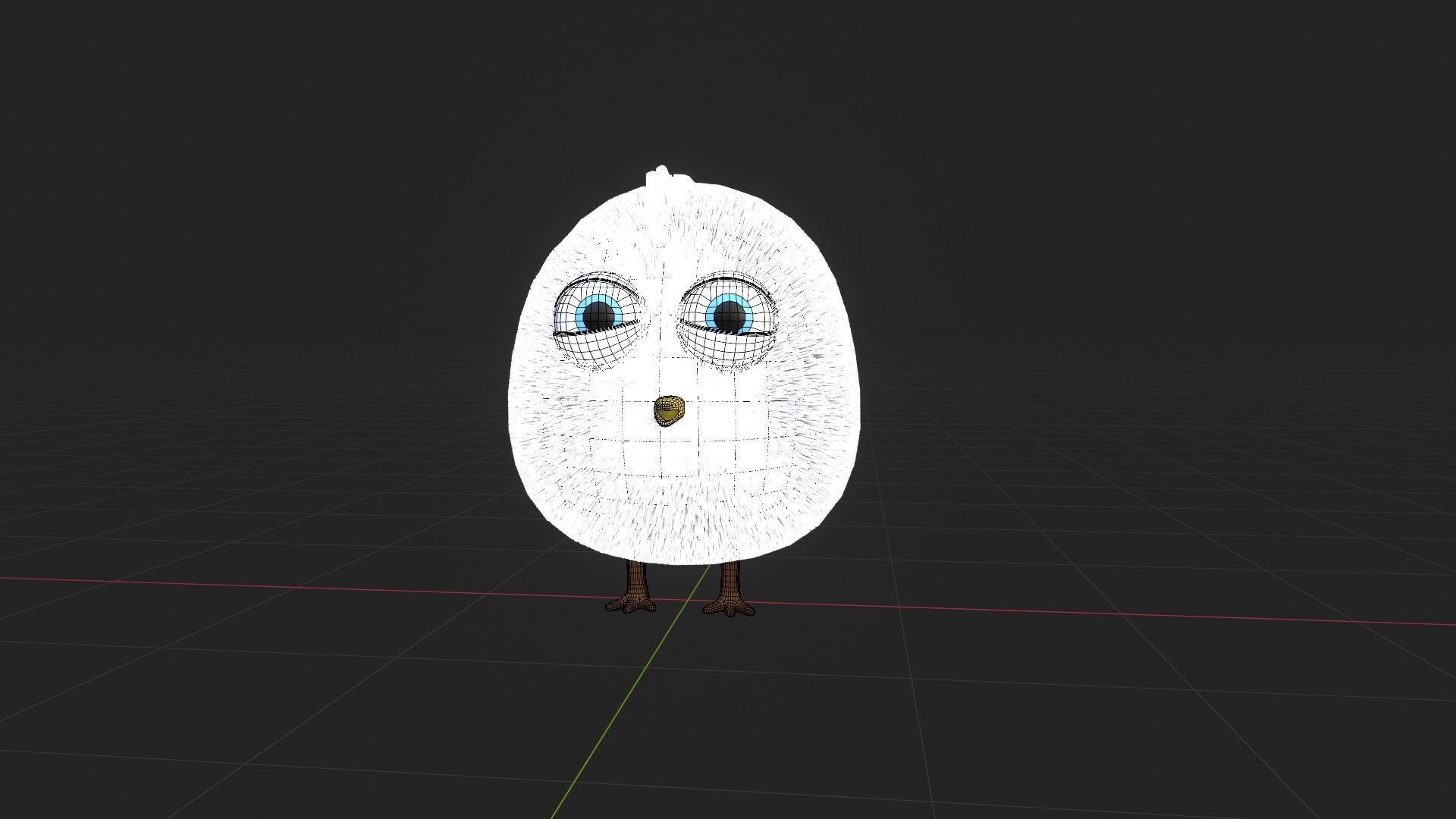 Chick bird with big eyes Free low-poly 3D model_4