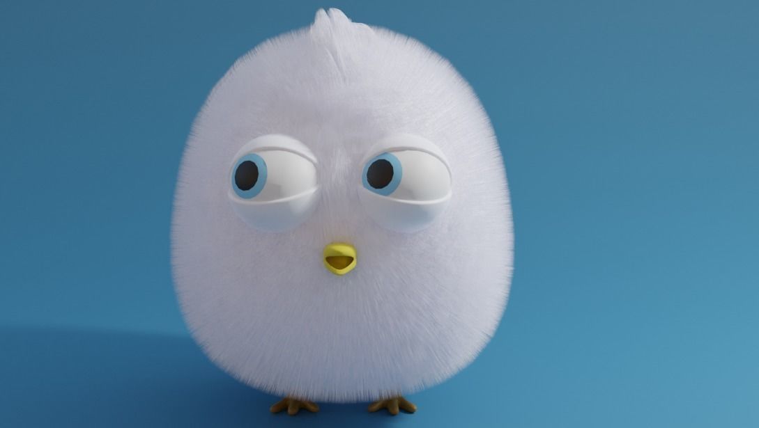 Chick bird with big eyes Free low-poly 3D model_3