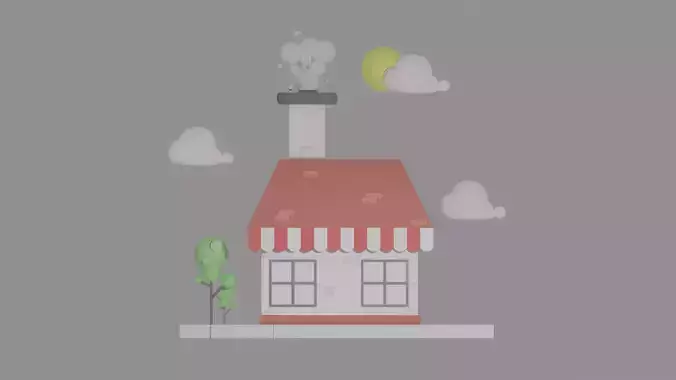 Lowpoly Market house Low-poly 3D model