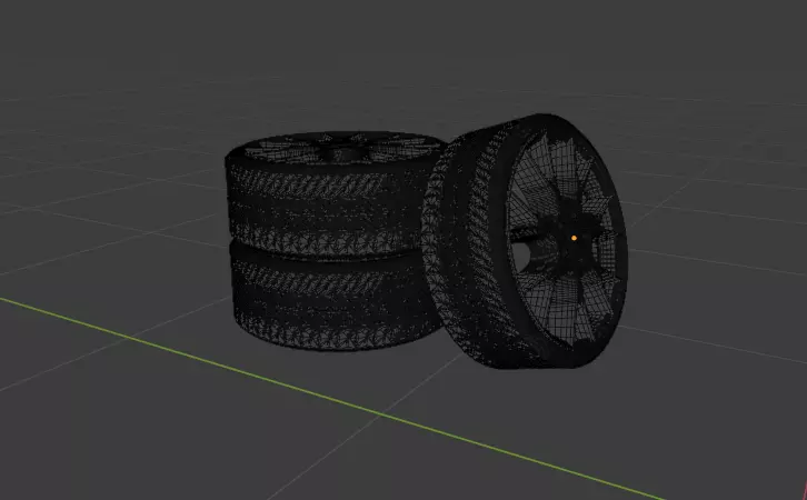 Tire set Low-poly 3D model