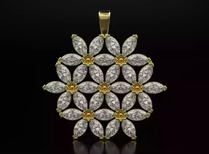 Flower earring with marquise diamonds 604