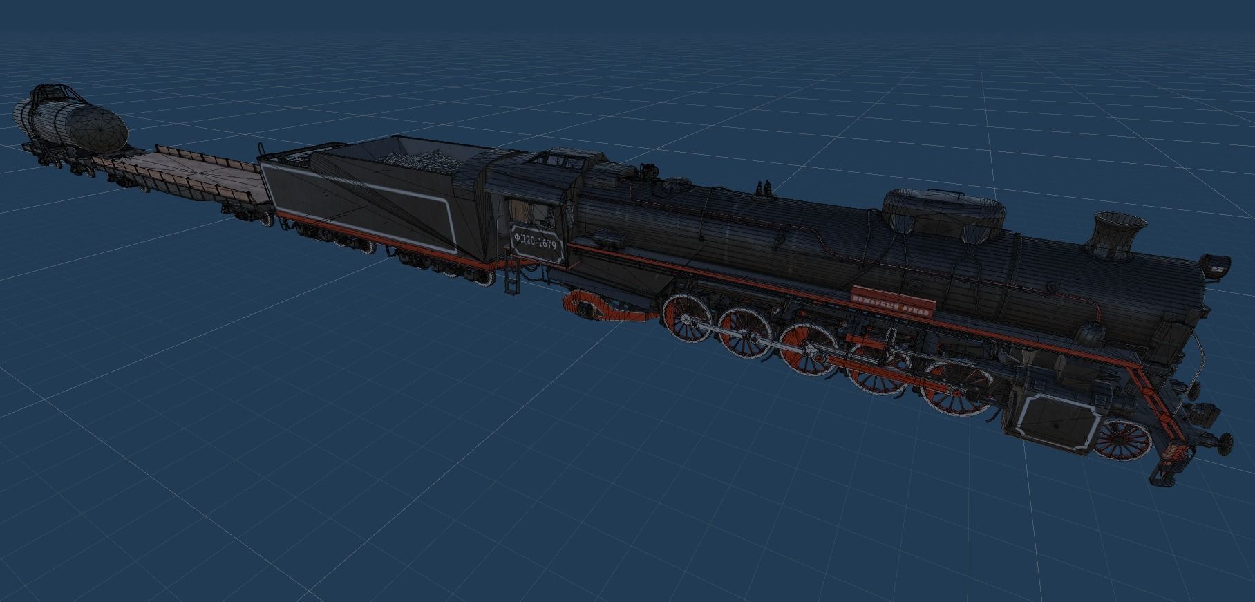 Russian locomotive class FD Low-poly 3D model_6